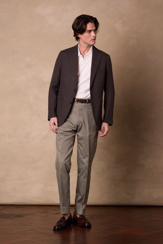Liam Blazer - Brown Wool Silk Linen