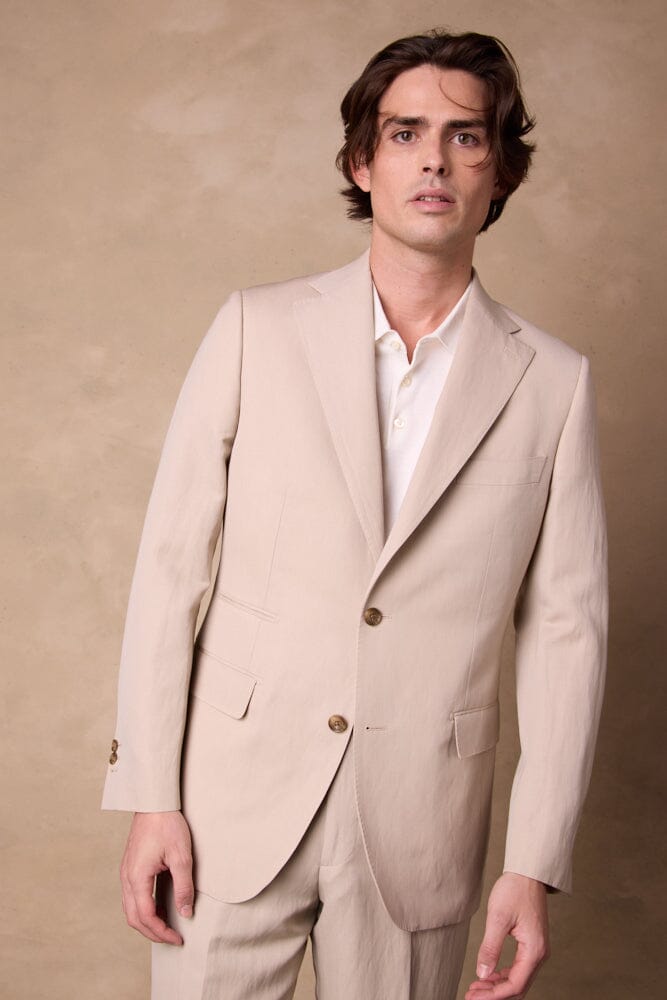 Greyson / Como Suit - Beige Wool Linen