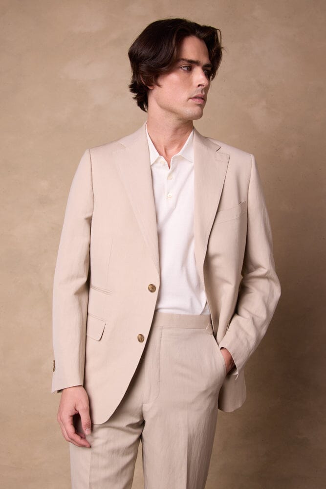 Greyson / Como Suit - Beige Wool Linen