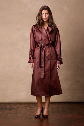 Maddie Trench Coat - Red Wine