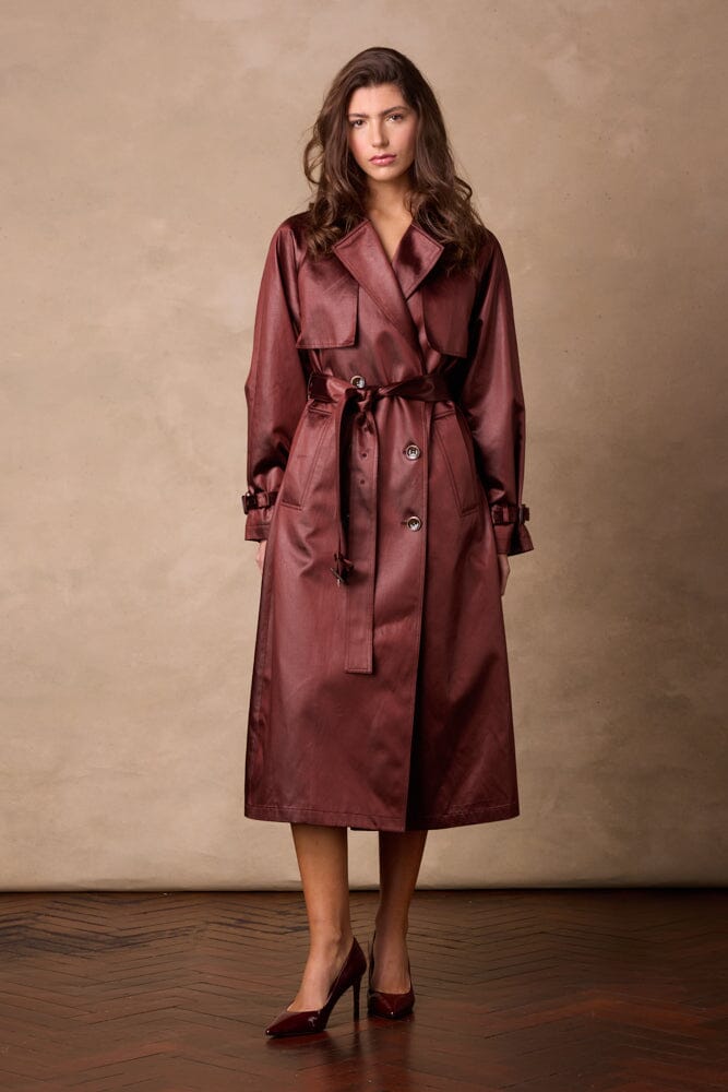 Maddie Trench Coat - Red Wine