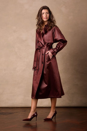 Maddie Trench Coat - Red Wine