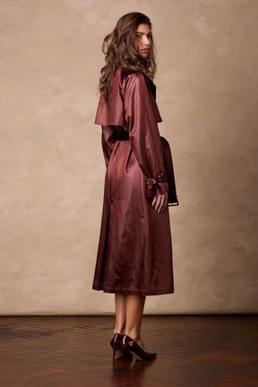 Maddie Trench Coat - Red Wine