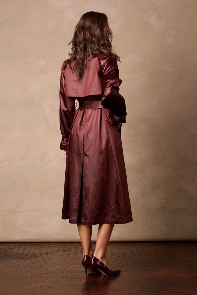 Maddie Trench Coat - Red Wine