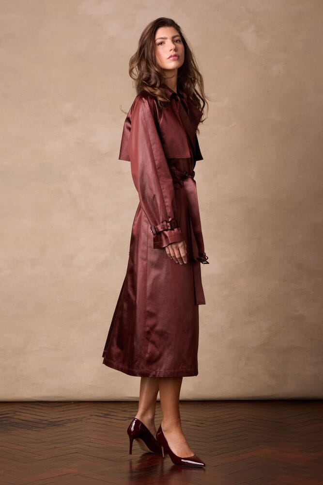 Maddie Trench Coat - Red Wine