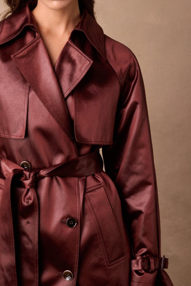 Maddie Trench Coat - Red Wine