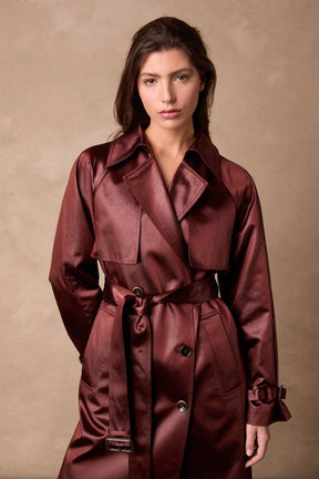 Maddie Trench Coat - Red Wine