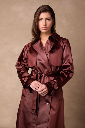 Maddie Trench Coat - Red Wine