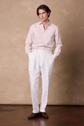 Pilot (BC) Shirt - White & Beige Stripe