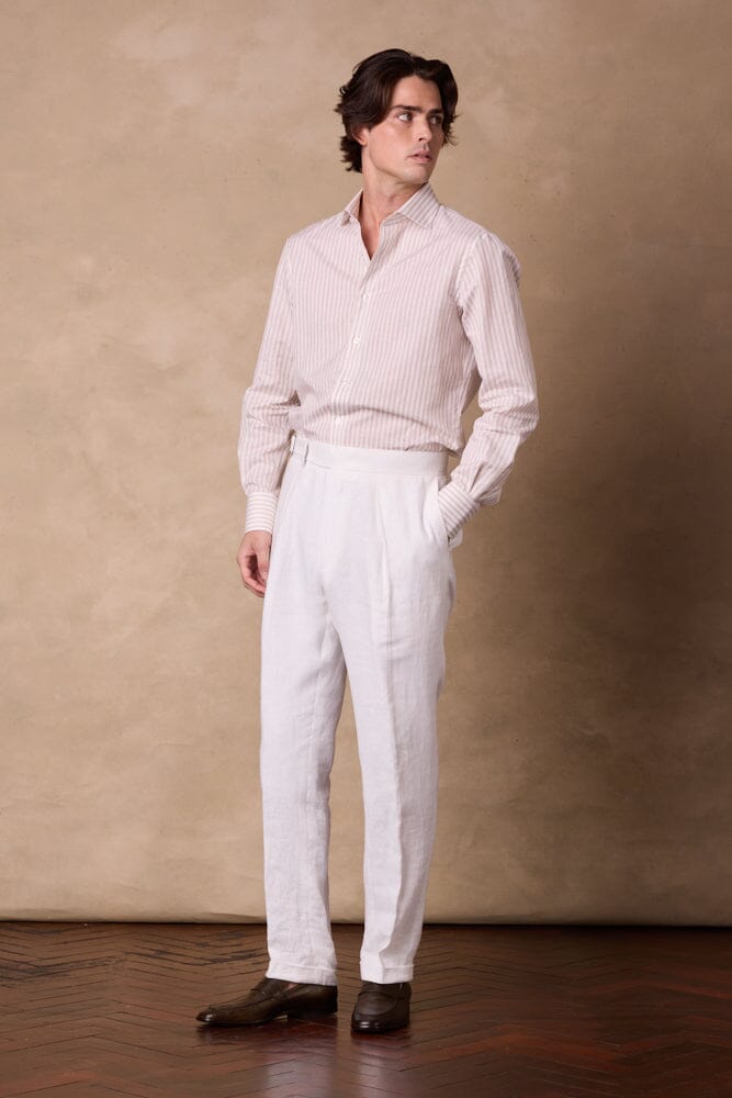 Pilot (BC) Shirt - White & Beige Stripe