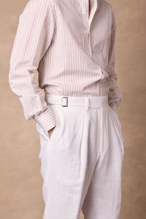 Pilot (BC) Shirt - White & Beige Stripe