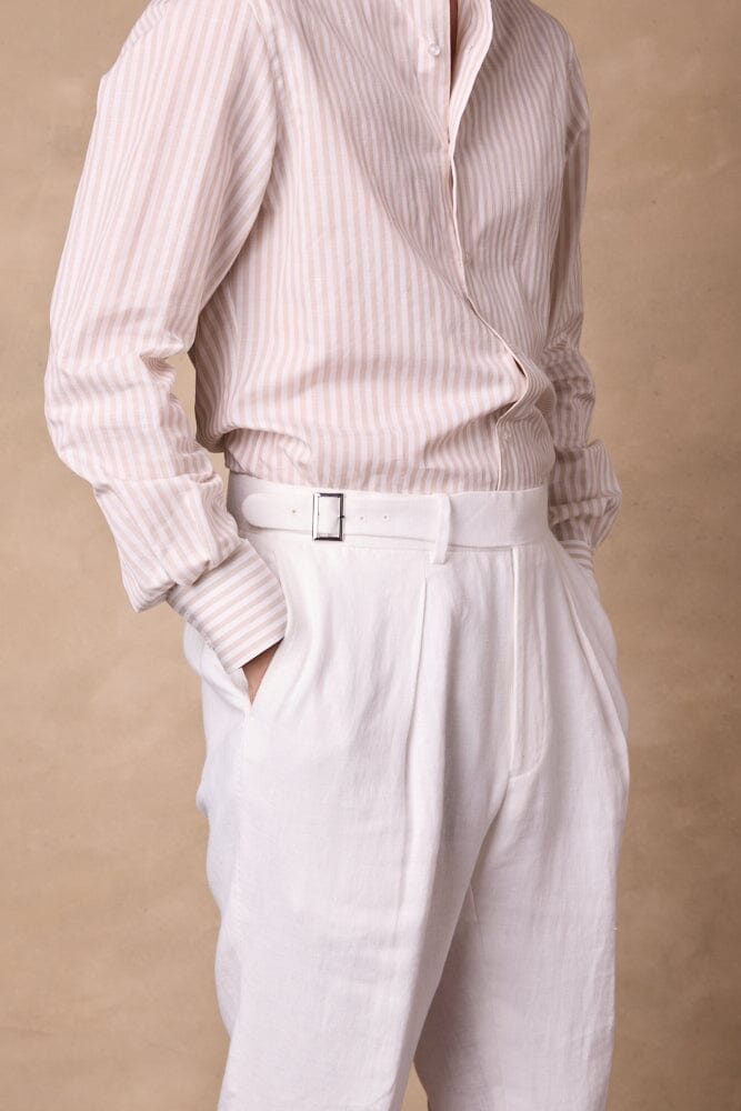 Pilot (BC) Shirt - White & Beige Stripe