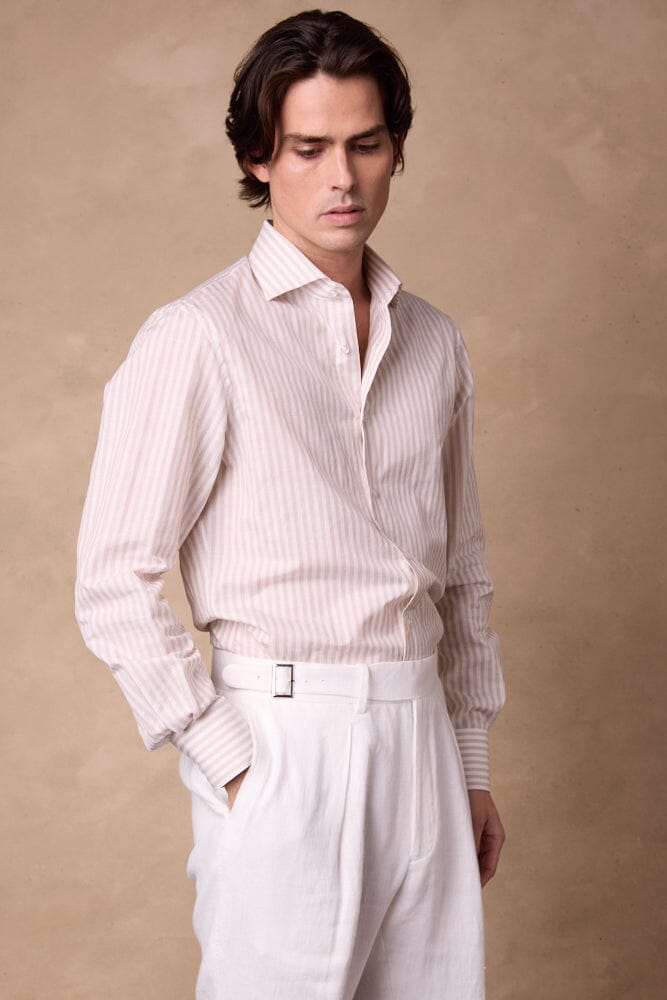 Pilot (BC) Shirt - White & Beige Stripe