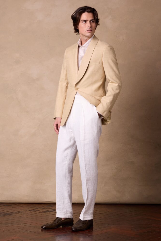 Luka Shawl Jacket - Lemon Wool Bamboo Silk Linen