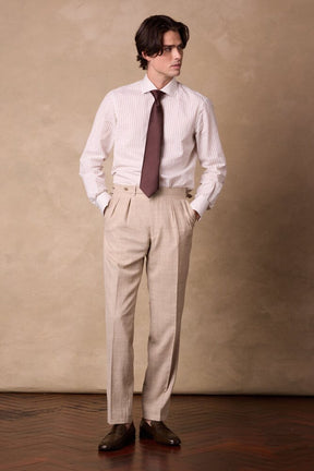 Alec DB / Como Suit - Wheat Check Wool Silk Linen