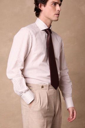 Pilot (BC) Shirt - White & Beige Stripe