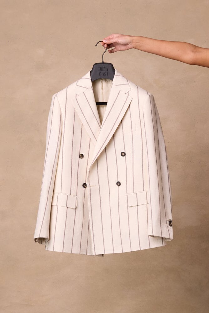 The Charli (BF) / Emma Suit - Neutral Wide Stripe Linen