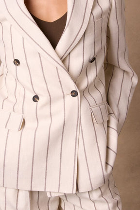 The Charli (BF) / Emma Suit - Neutral Wide Stripe Linen