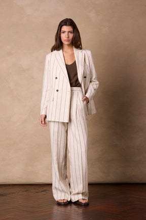 The Charli (BF) / Emma Suit - Neutral Wide Stripe Linen