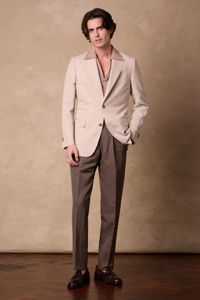 Cali Pleated Trouser - Brown Wool Linen