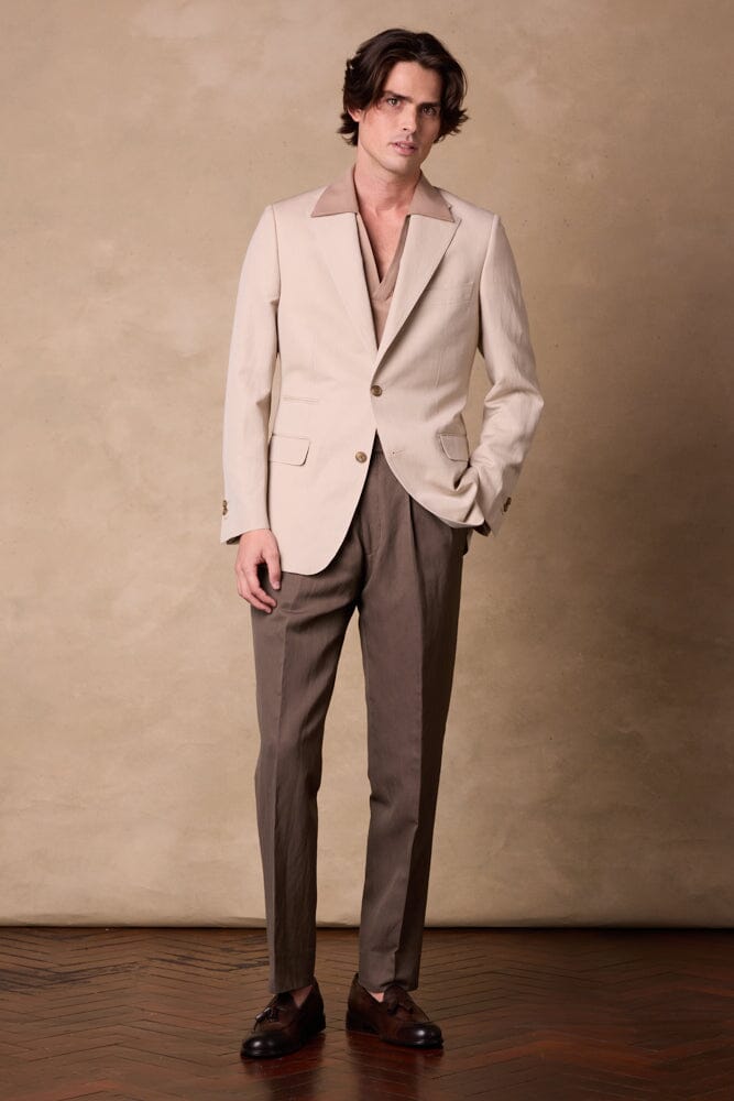 Greyson Blazer - Beige Wool Linen