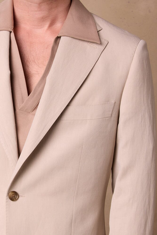 Greyson Blazer - Beige Wool Linen
