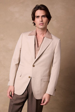 Greyson Blazer - Beige Wool Linen