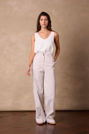 The Charli (BF) / Emma Suit - Brown Pinstripe Seersucker