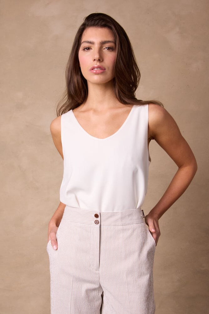 The Charli (BF) / Emma Suit - Brown Pinstripe Seersucker