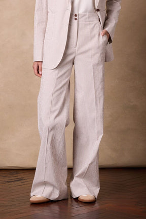 The Charli (BF) / Emma Suit - Brown Pinstripe Seersucker