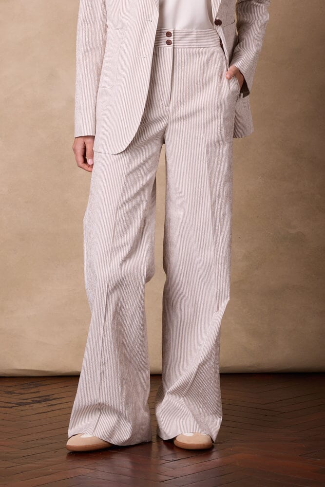 Emma Pant - Brown Pinstripe Seersucker