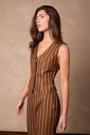 Rachel Vest - Rust & Gold Wide Stripe Wool