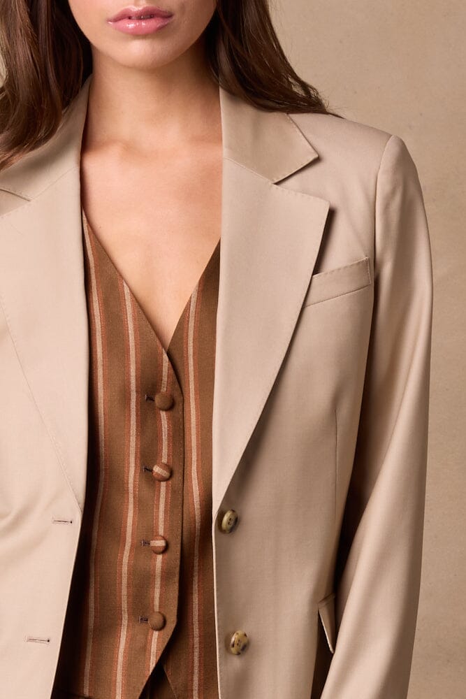 Lily Jacket (Longline) - Sand Wool