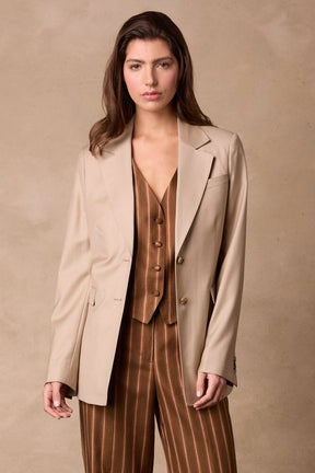 Lily Jacket (Longline) - Sand Wool