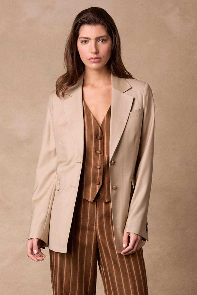 Lily Jacket (Longline) - Sand Wool