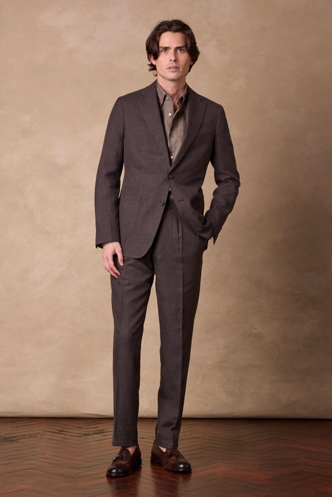 Liam / Como Suit - Brown Wool Silk Linen