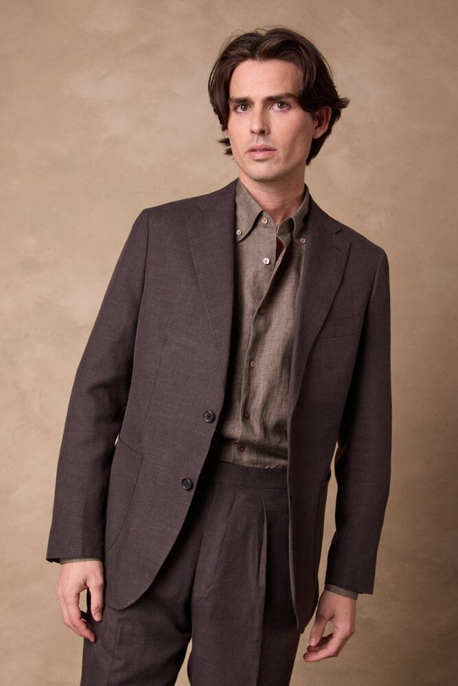 Liam / Como Suit - Brown Wool Silk Linen