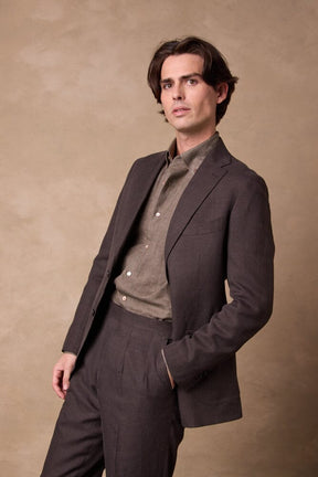 Liam / Como Suit - Brown Wool Silk Linen