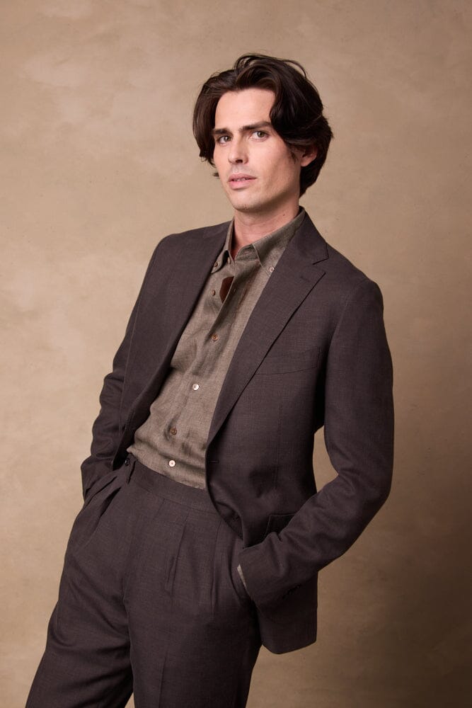 Liam / Como Suit - Brown Wool Silk Linen