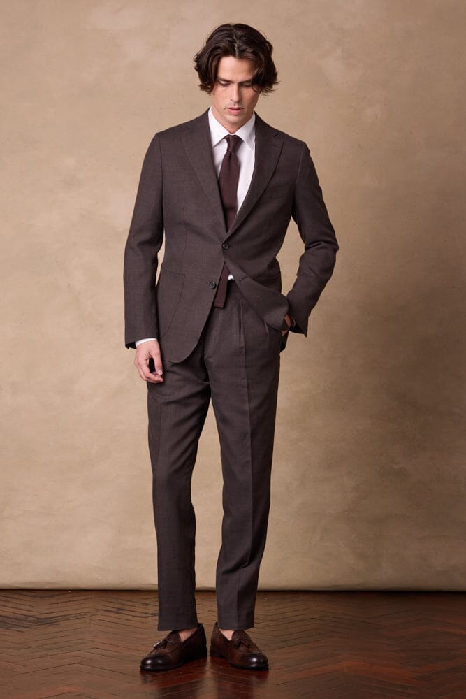Liam / Como Suit - Brown Wool Silk Linen