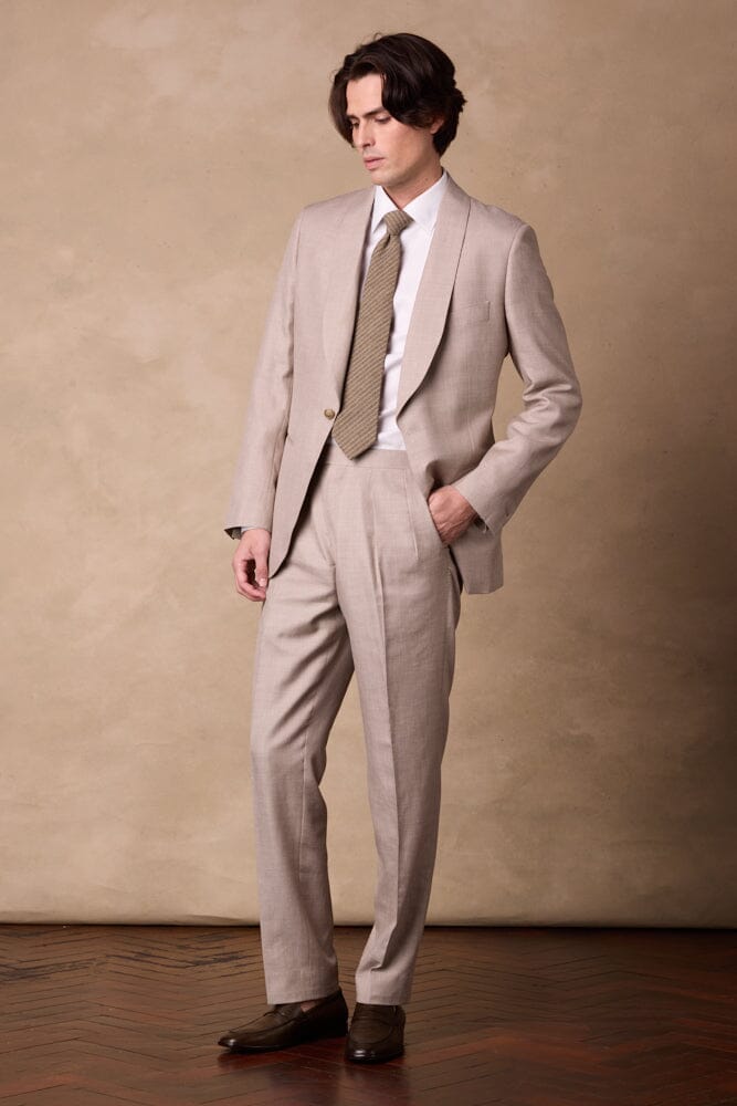 Luka / Como Suit - Taupe Wool Silk Linen