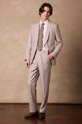 Luka / Como Suit - Taupe Wool Silk Linen