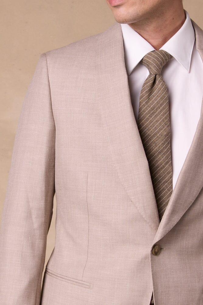 Luka / Como Suit - Taupe Wool Silk Linen