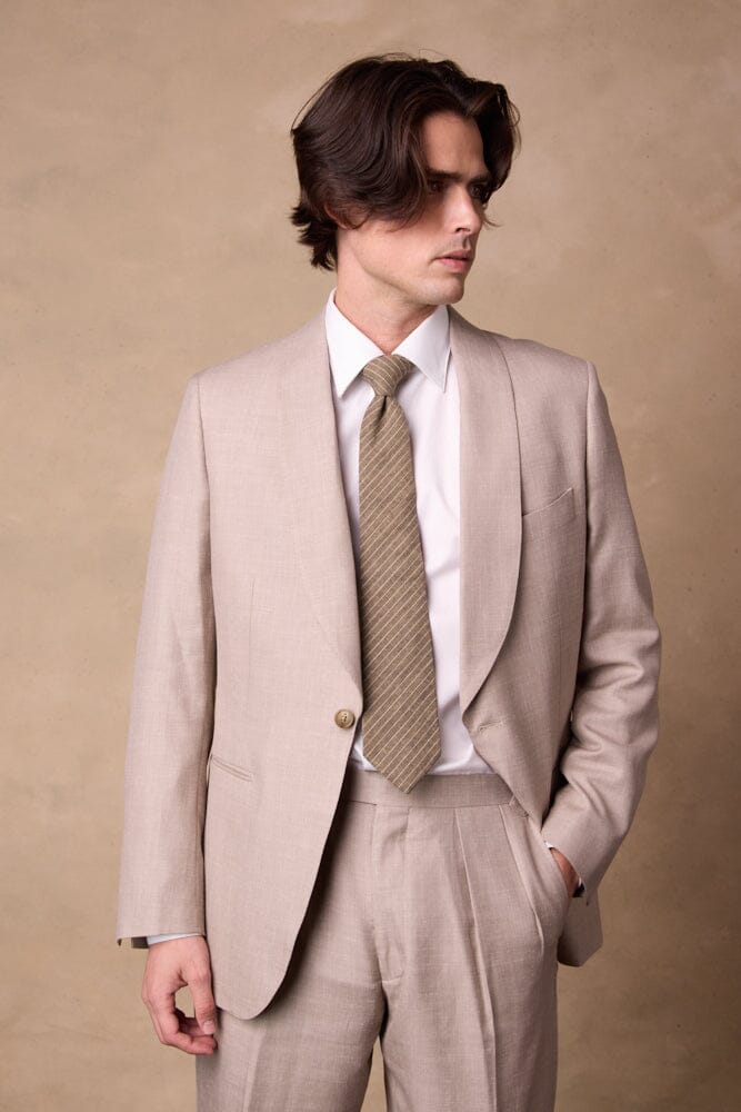Luka / Como Suit - Taupe Wool Silk Linen