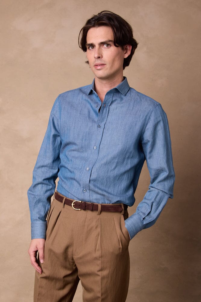 Como Pleated Trouser - Honey Brown Wool Linen