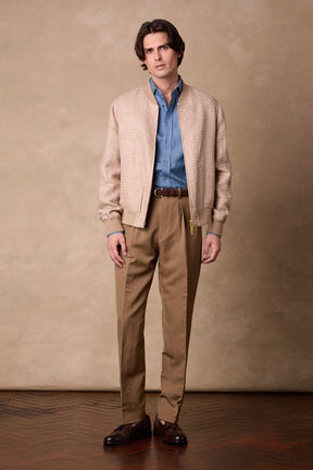 Bomber Jacket - Camel, Natural, Rust Check Summer Tweed