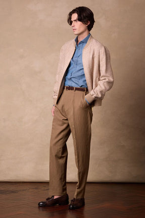 Bomber Jacket - Camel, Natural, Rust Check Summer Tweed