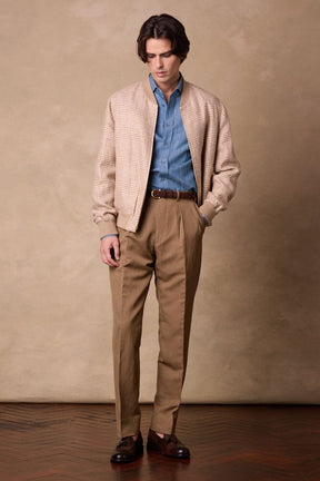 Bomber Jacket - Camel, Natural, Rust Check Summer Tweed