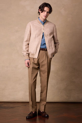 Bomber Jacket - Camel, Natural, Rust Check Summer Tweed