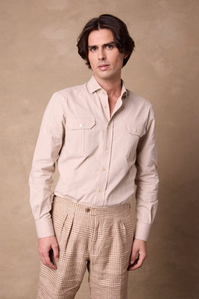 Double Pleated Shorts - Camel/Beige/Rust Linen Cotton